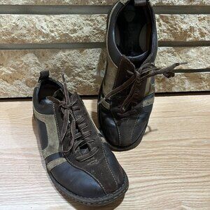 BORN Men's Brown & Tan Leather & Suede Lace-Up Oxford Shoes - Size 8.5 (EU 42)